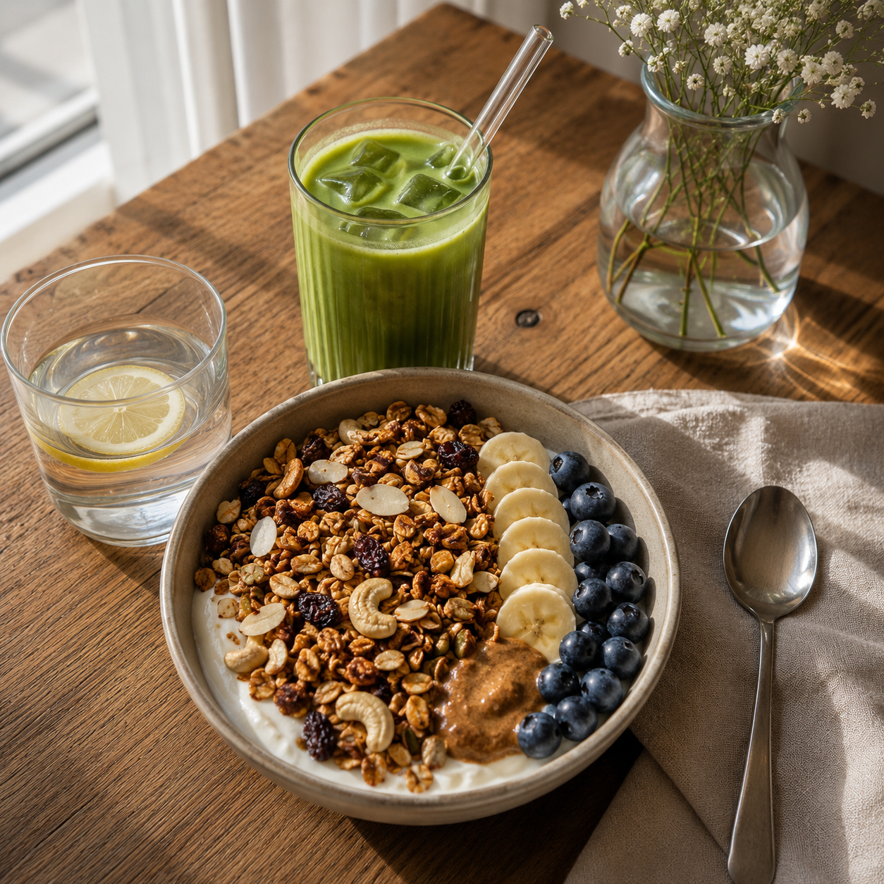 Granola su migdolų ir anakardžių riešutais