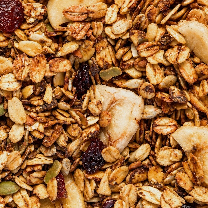 Granola su medumi ir bananais
